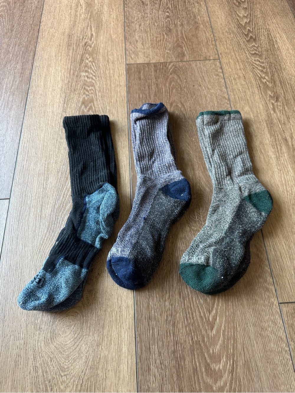 Dickies Men's Crew Work Socks - Black, Navy & Green Accent - Heavy Cushion